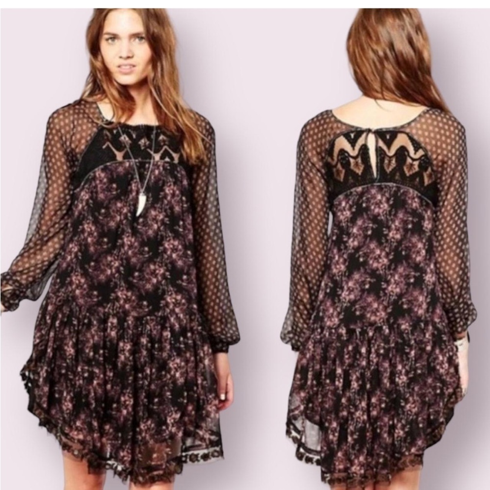 Free People Elsie Midnight Garden Floral Boho
Dress-EUC-SzXS -Peasant-Gypsy Vibe - Picture 10 of 10